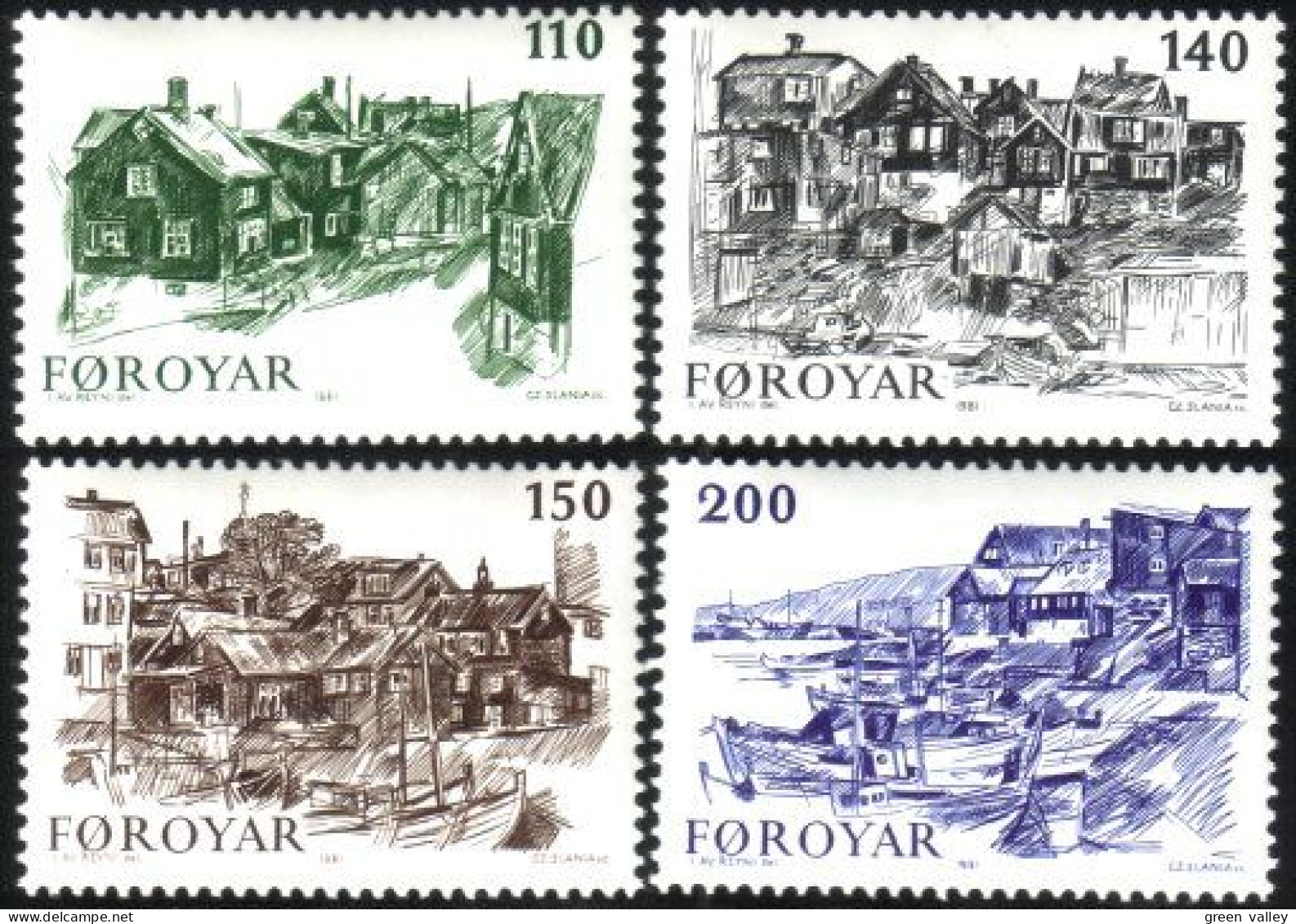 392 Faroe Maisons Habitation Housing Bateau Boat Schiff MNH ** Neuf SC (FAR-14) - Otros & Sin Clasificación