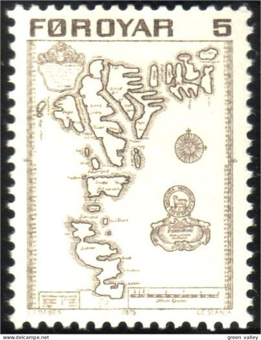 392 Faroe Carte Iles Islands Map MNH ** Neuf SC (FAR-1) - Isole