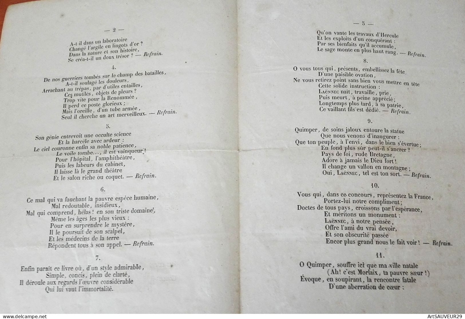 PARTITION  A LA MEMOIRE DE LAENNEC CHANSON P-M GEOFFROY DOCTEUR EN MEDECINE Sur L'air Pourquoi Ces Vains Complots - Chansonniers