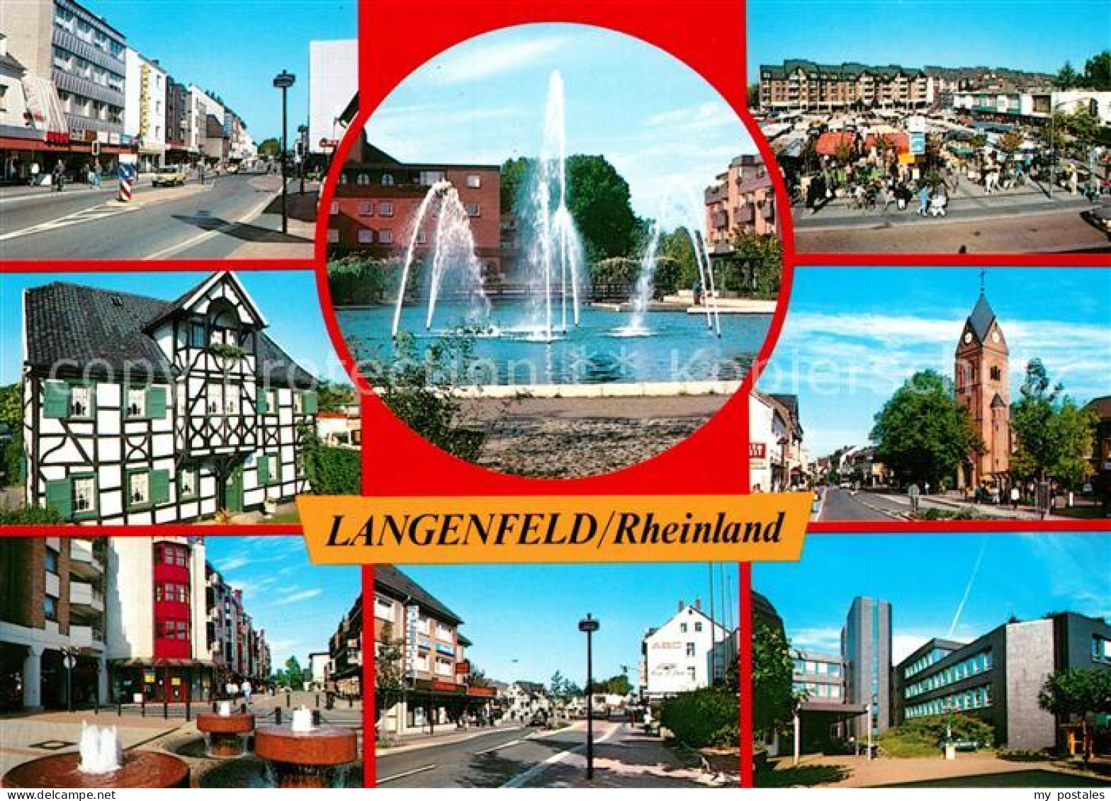 73272919 Langenfeld Rheinland Hauptstrasse Brunnen Markt Kirche Fachwerk  Langen - Langenfeld