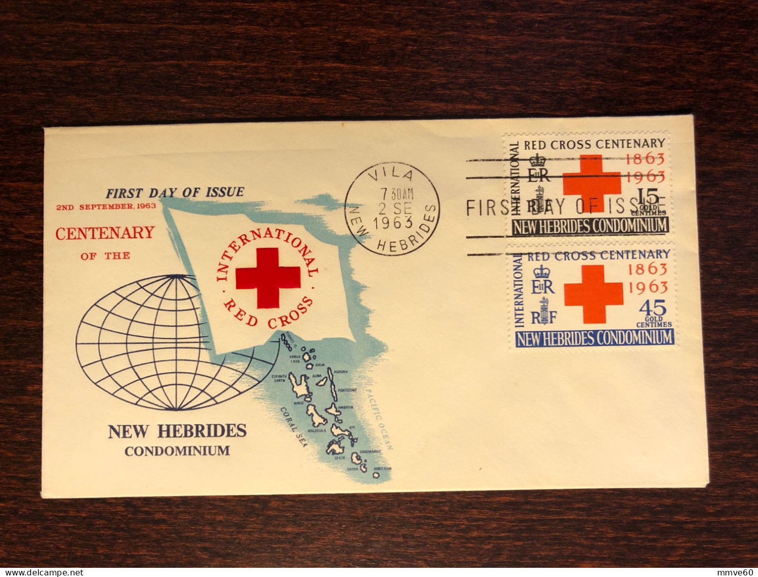 NEW HEBRIDES FDC COVER 1963 YEAR RED CROSS HEALTH MEDICINE STAMPS - Covers & Documents