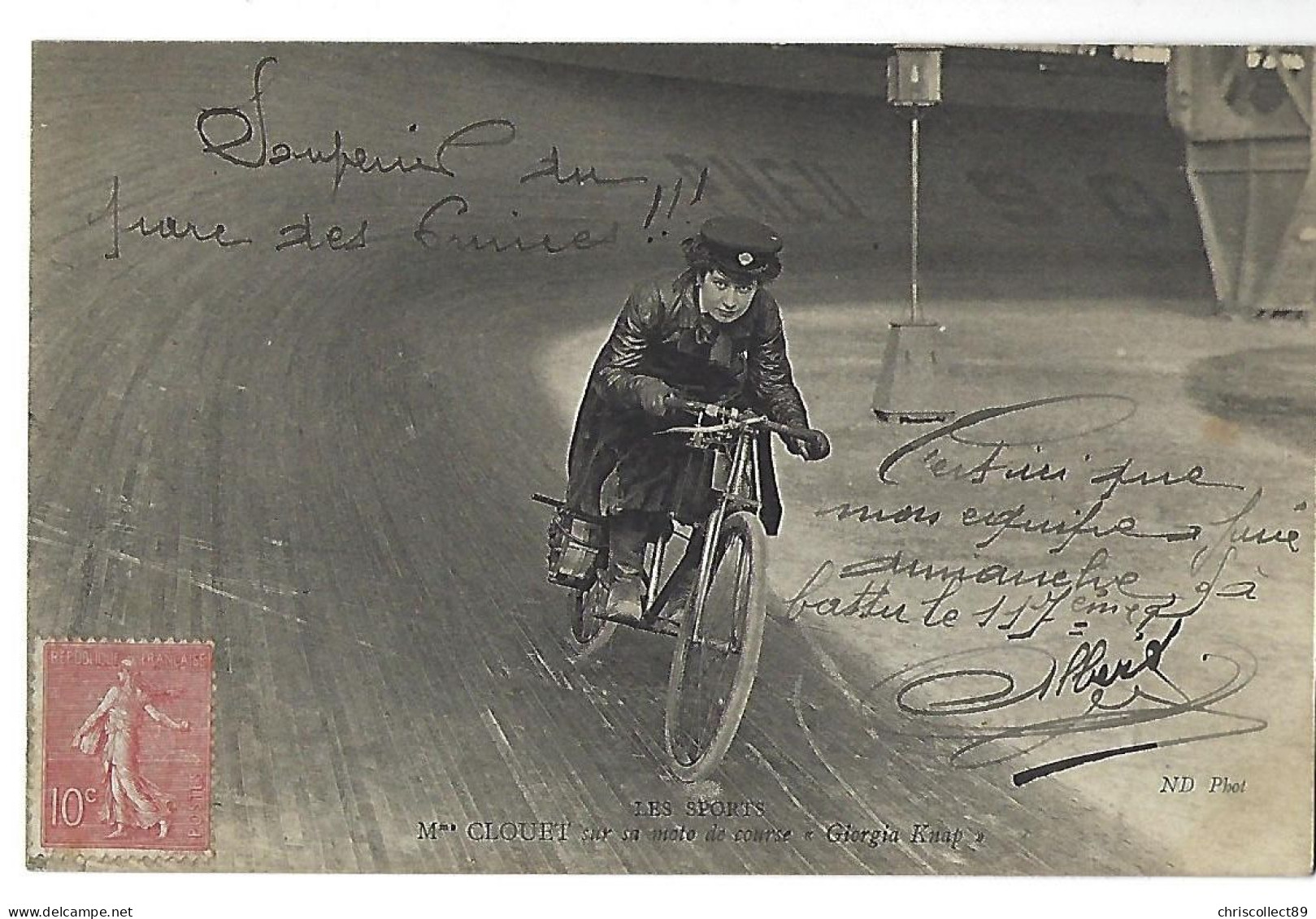 Carte Postale  Les Sports - Mme Clouet Sur Sa Moto De Course "Giorgia Knap" - Motociclismo