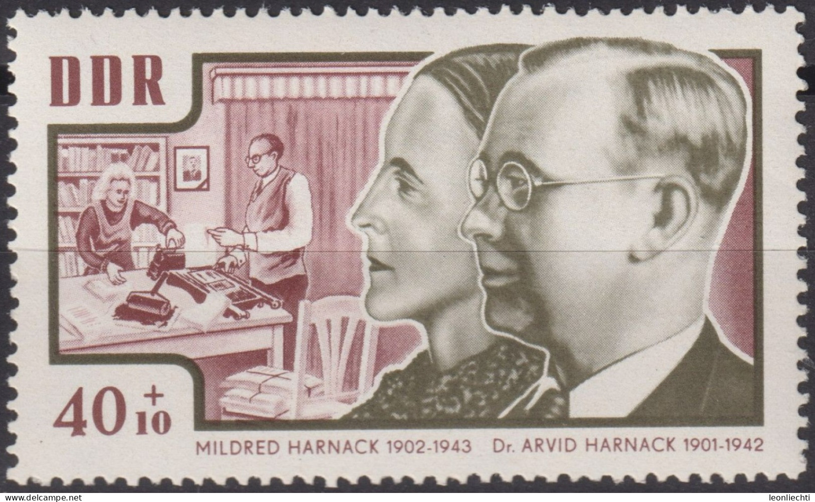 1964 DDR, ** Mi:DD 1019, Yt:DD 722, Mildred (1902-1943) Und Arvid Harnack (1901-194, Aufbau Der Nationalen Gedenkstätten - WW2