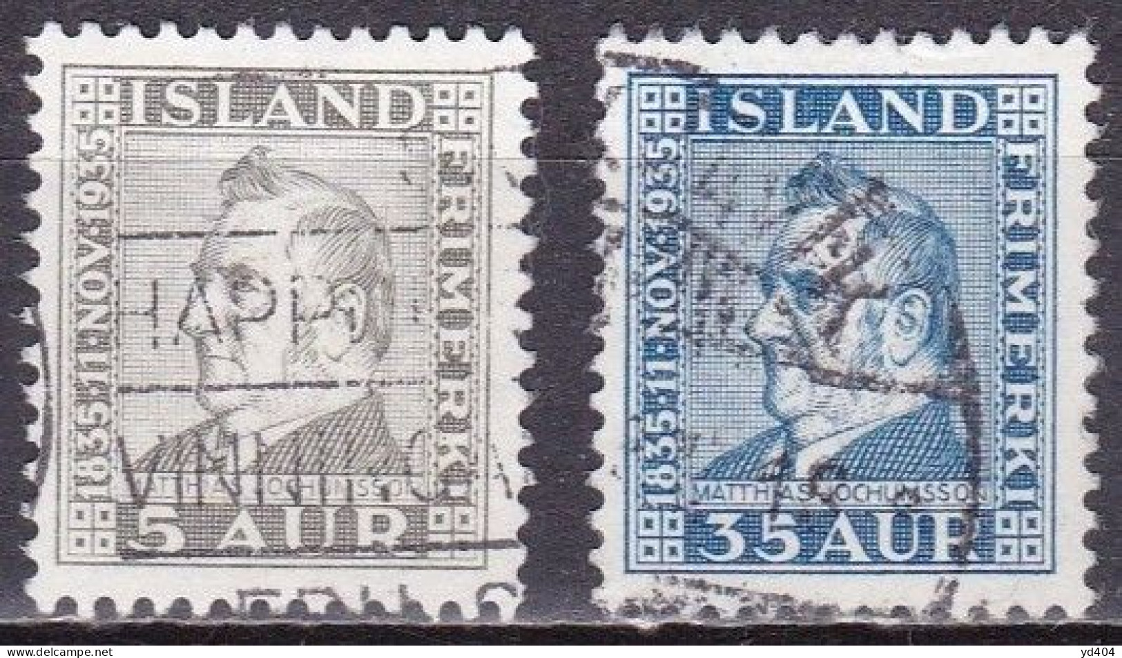 IS031B – ISLANDE – ICELAND – 1935 – MATHIAS JOCHUMSSON – SG # 217-219 USED - Oblitérés