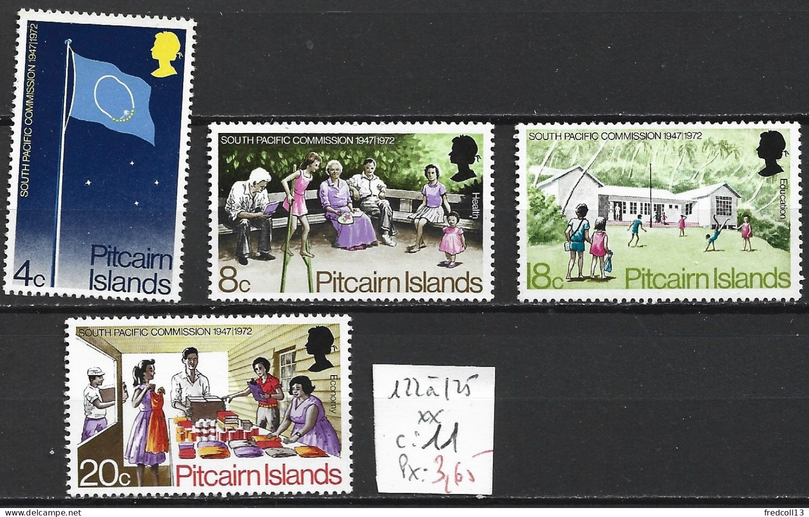 PITCAIRN 122 à 125 ** Côte 11 € - Pitcairn