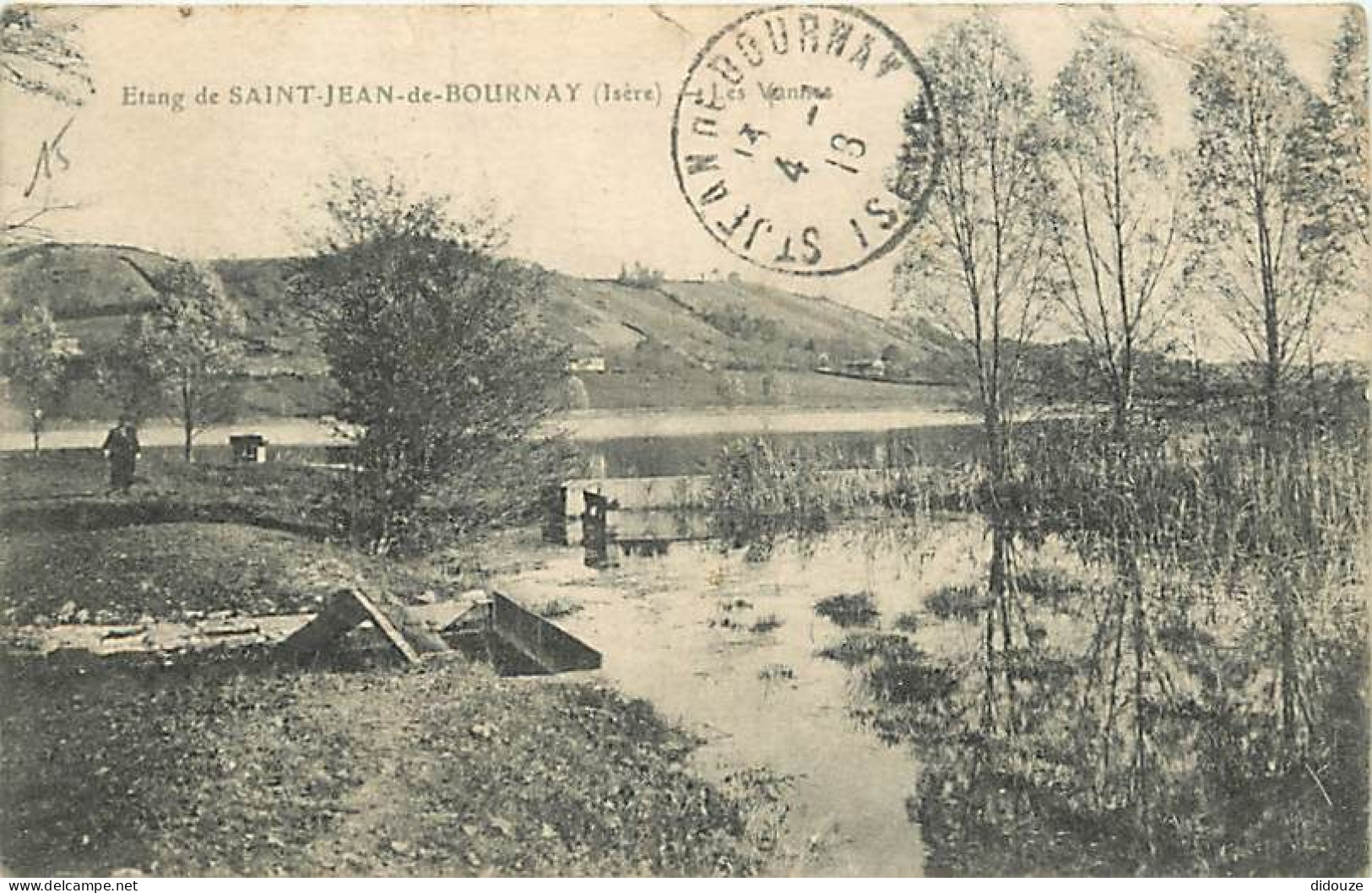 38 - Saint Jean De Bournay - L'Etang - Animée - Correspondance - Oblitération Ronde De 1918 - CPA - Voir Scans Recto-Ver - Saint-Jean-de-Bournay