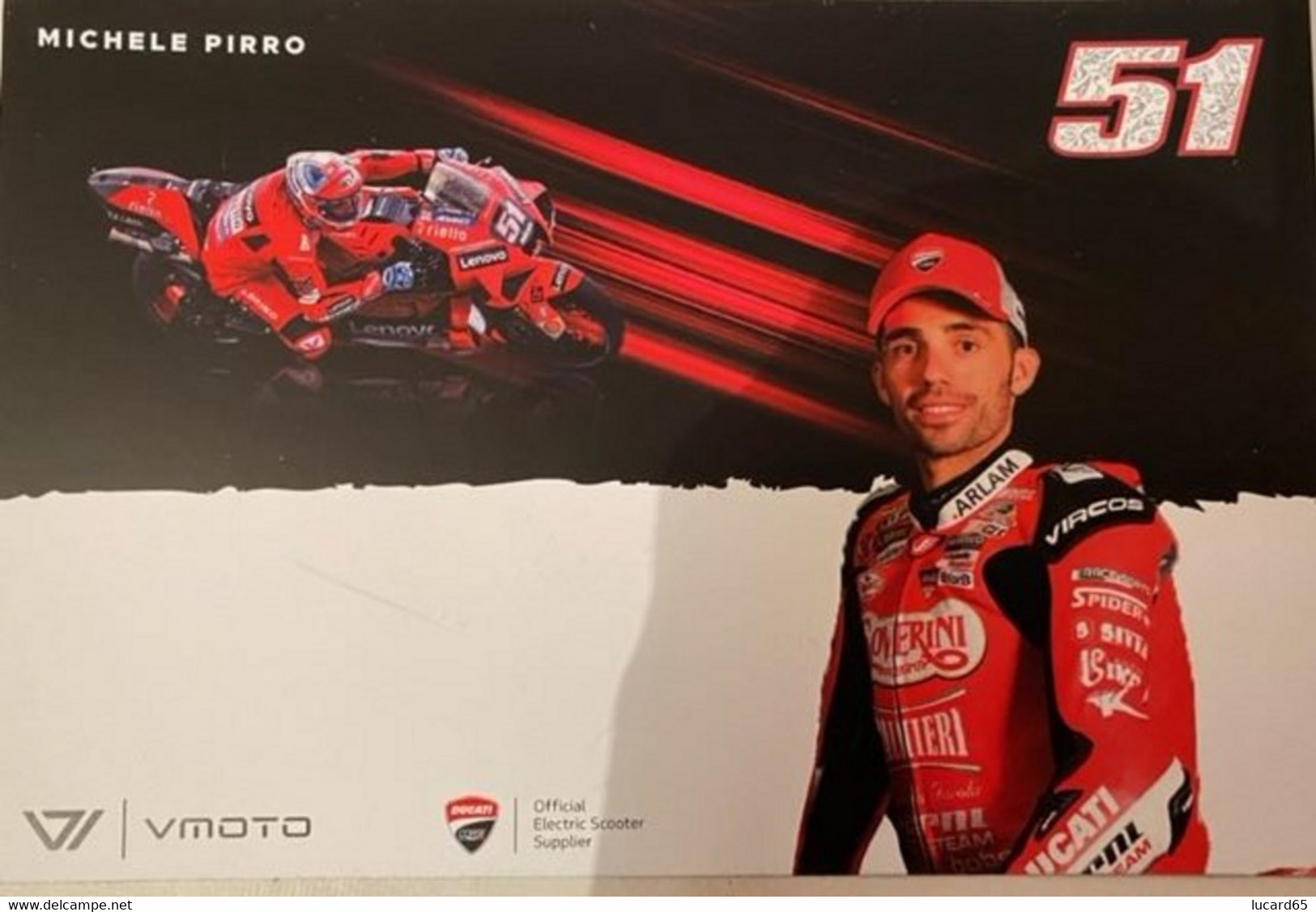 MICHELE PIRRO - SUPERBIKE  CARTOLINA PUBBLICITARIA - Moto Sport