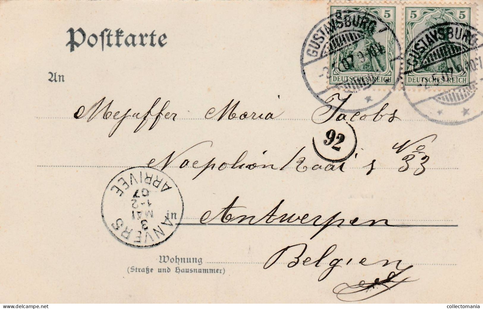 1 Oude Postkaart  Grüss Aus Gustavsburg  Restauration  Zimmerman Hafen  Postgebäude  Brücke Nach Kostheim  1907 - Gross-Gerau