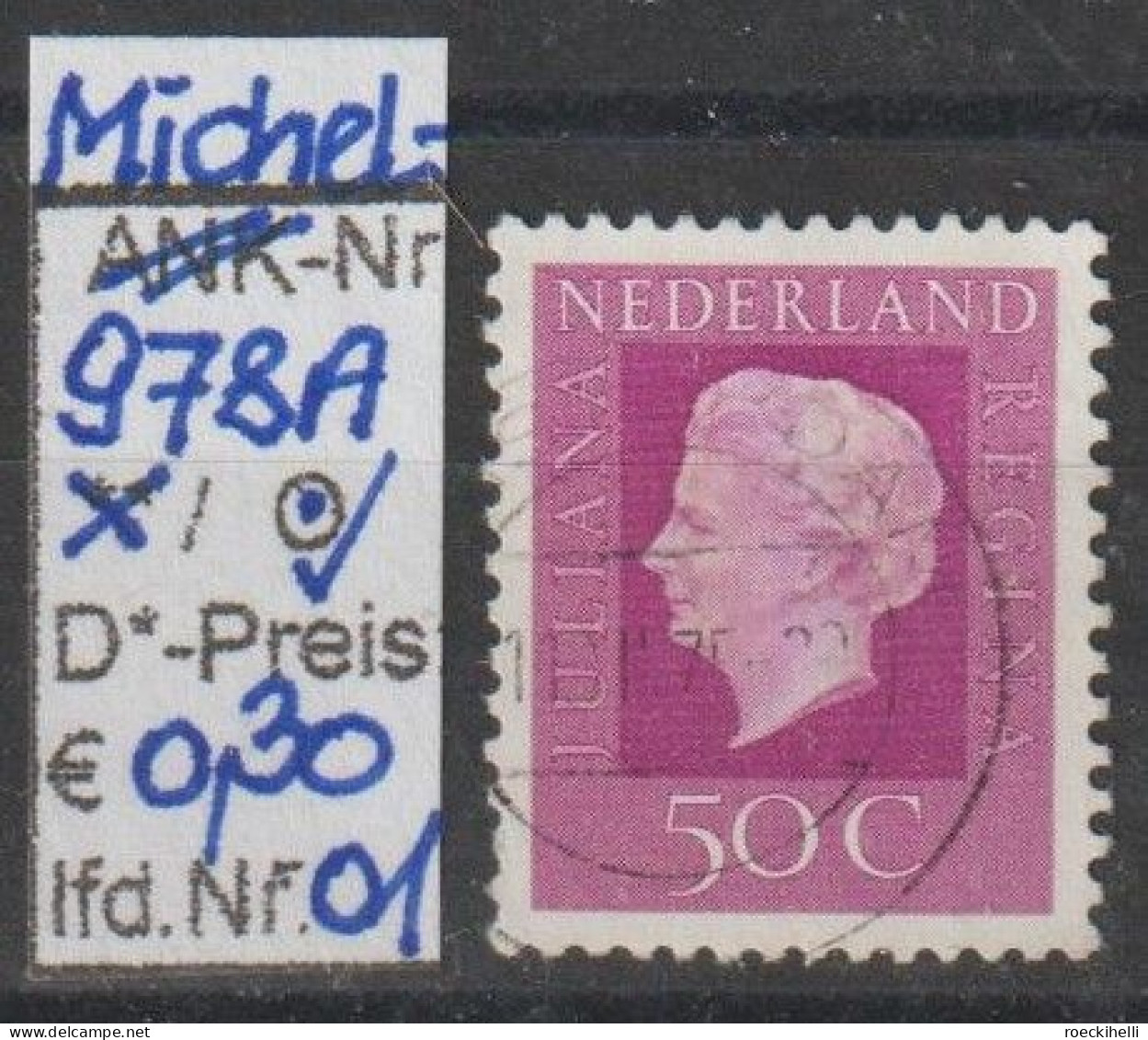 1972 - NIEDERLANDE - FM/DM "Königin Juliana" 50 C Violett - O Gestempelt - S. Scan (978Ao 01-07 Nl) - Used Stamps