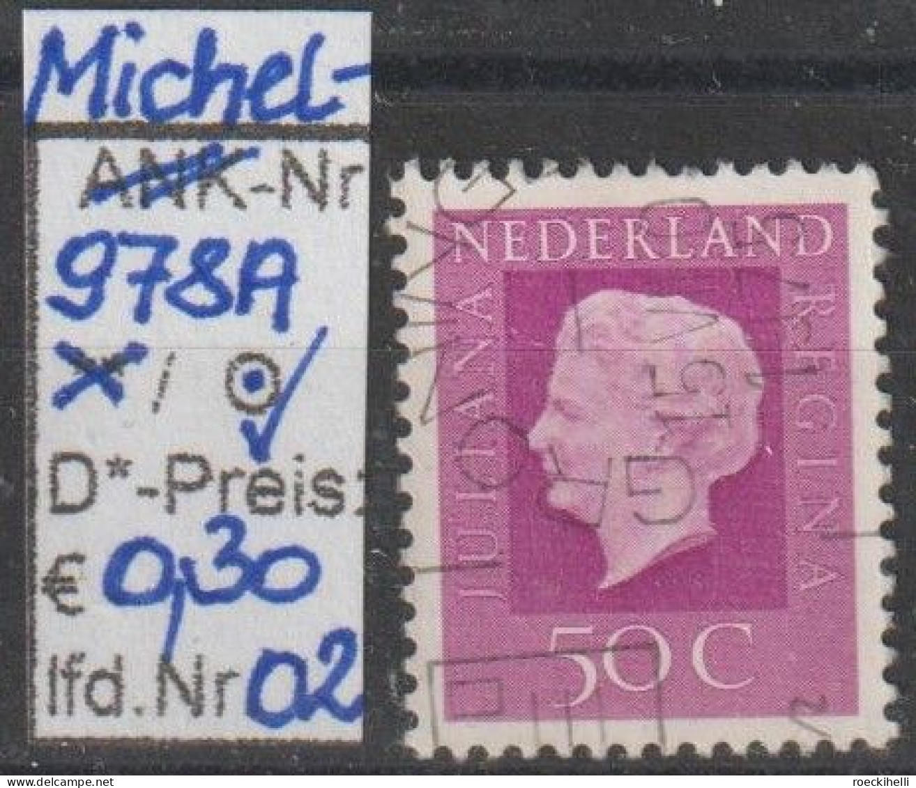 1972 - NIEDERLANDE - FM/DM "Königin Juliana" 50 C Violett - O Gestempelt - S. Scan (978Ao 01-07 Nl) - Used Stamps