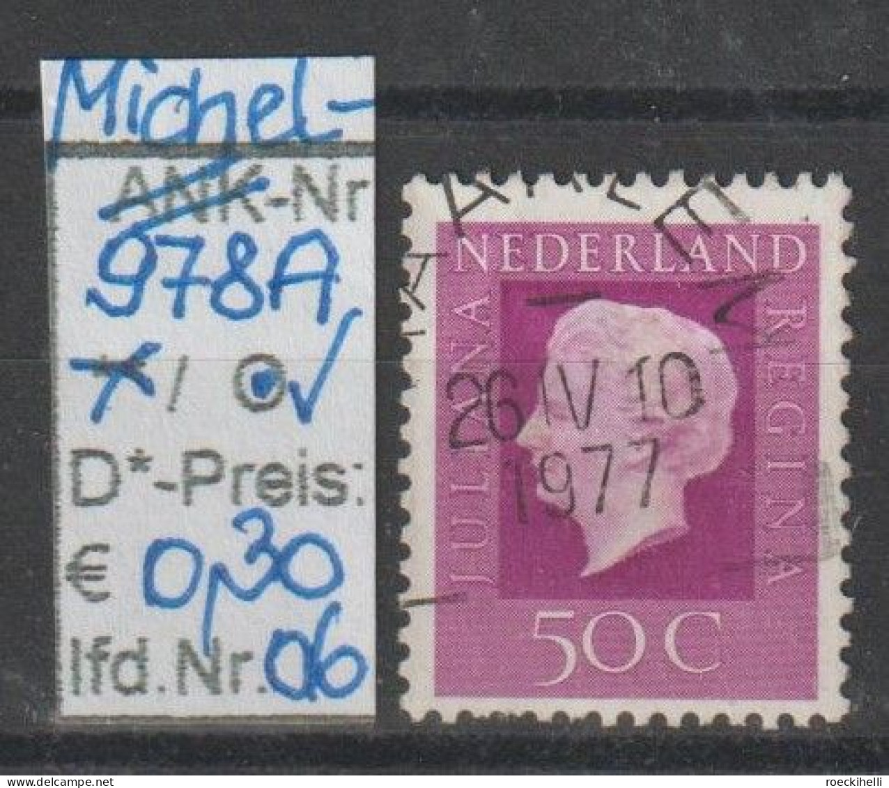 1972 - NIEDERLANDE - FM/DM "Königin Juliana" 50 C violett - o gestempelt - s. Scan (978Ao 01-07 nl)