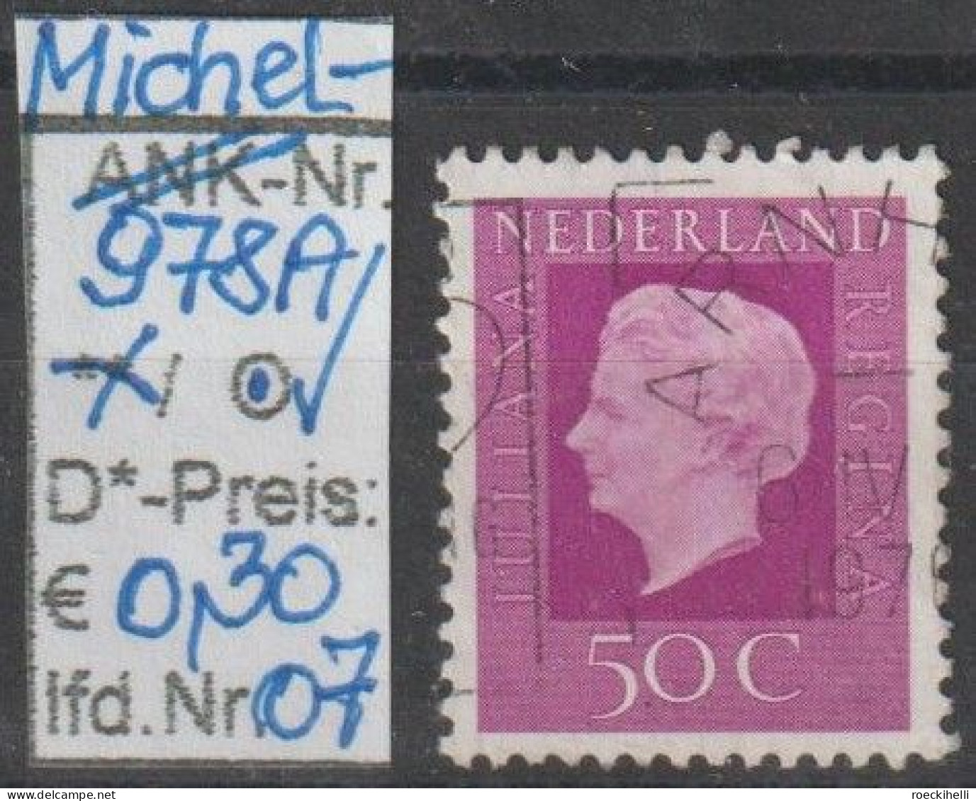 1972 - NIEDERLANDE - FM/DM "Königin Juliana" 50 C violett - o gestempelt - s. Scan (978Ao 01-07 nl)