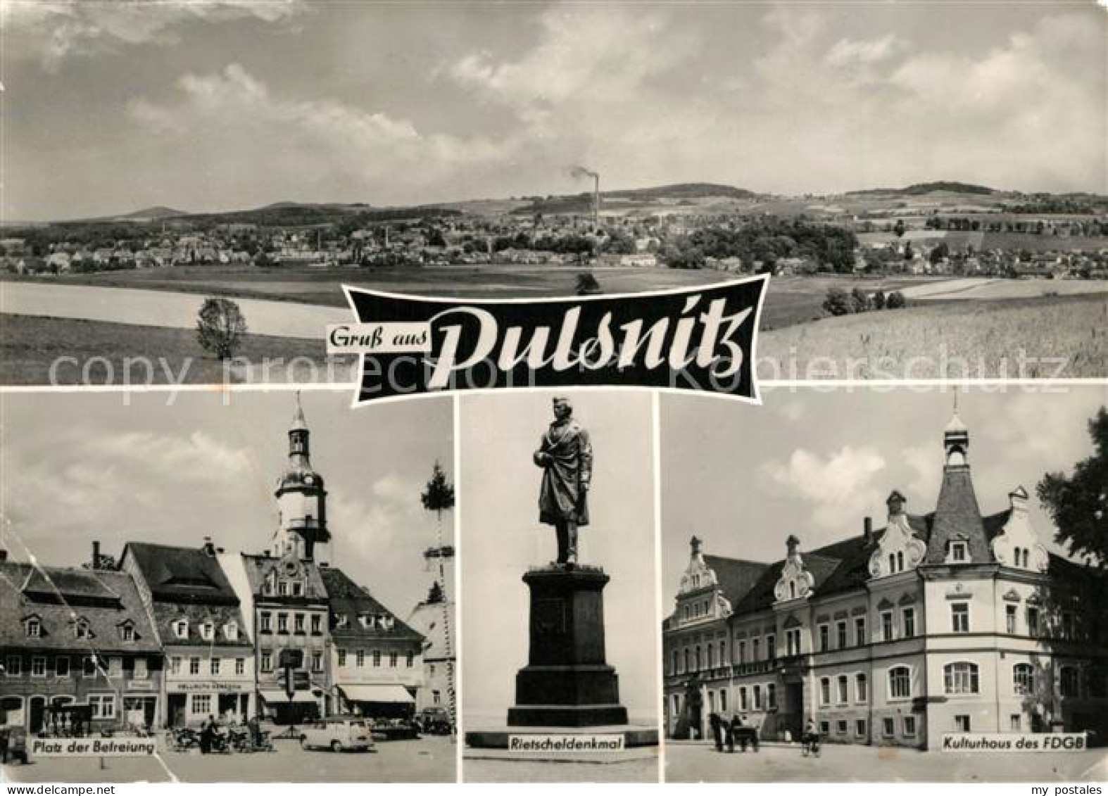 73270663 Pulsnitz Sachsen Platz Der Befreiung Rietscheldenkmal Kulturhaus Des FD - Pulsnitz