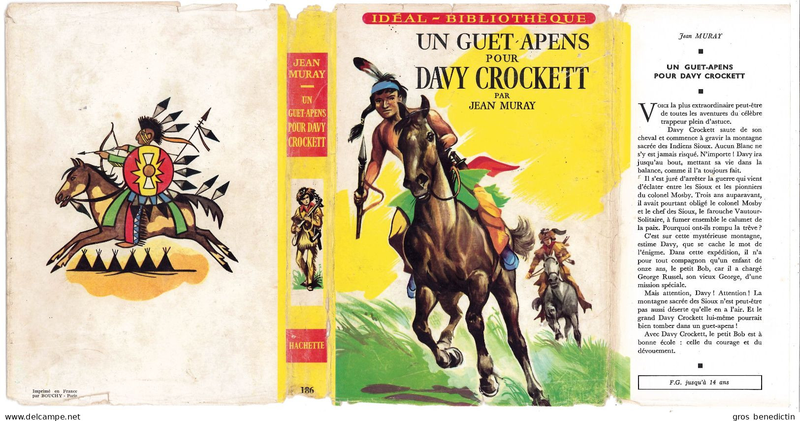 Hachette - Idéal Bibliothèque N°186 Avec Jaquette -  Jean Muray - "Un Guet-apens Pour Davy Crockett" - 1960 - Ideal Bibliotheque