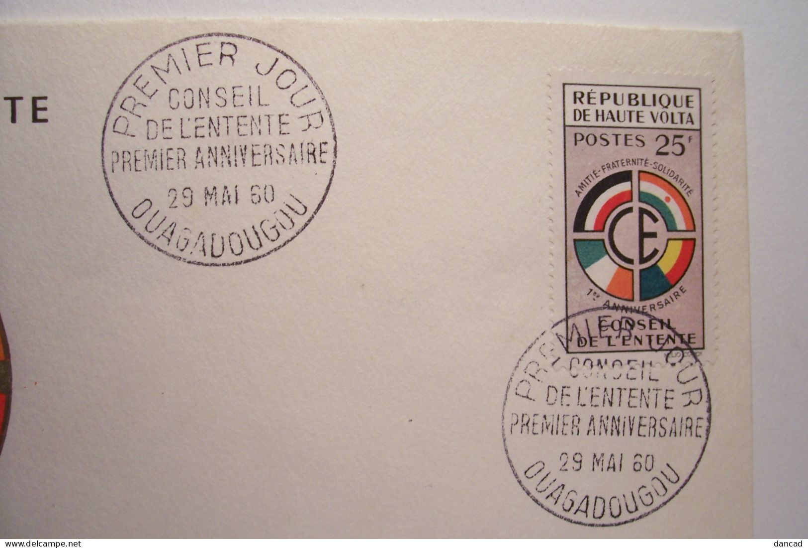 CONSEIL DE L'ENTENTE  ( 29 Mai 1960 )  - Premier Jour  - OUAGADOUGOU   - ( Enveloppe ) - Otros & Sin Clasificación