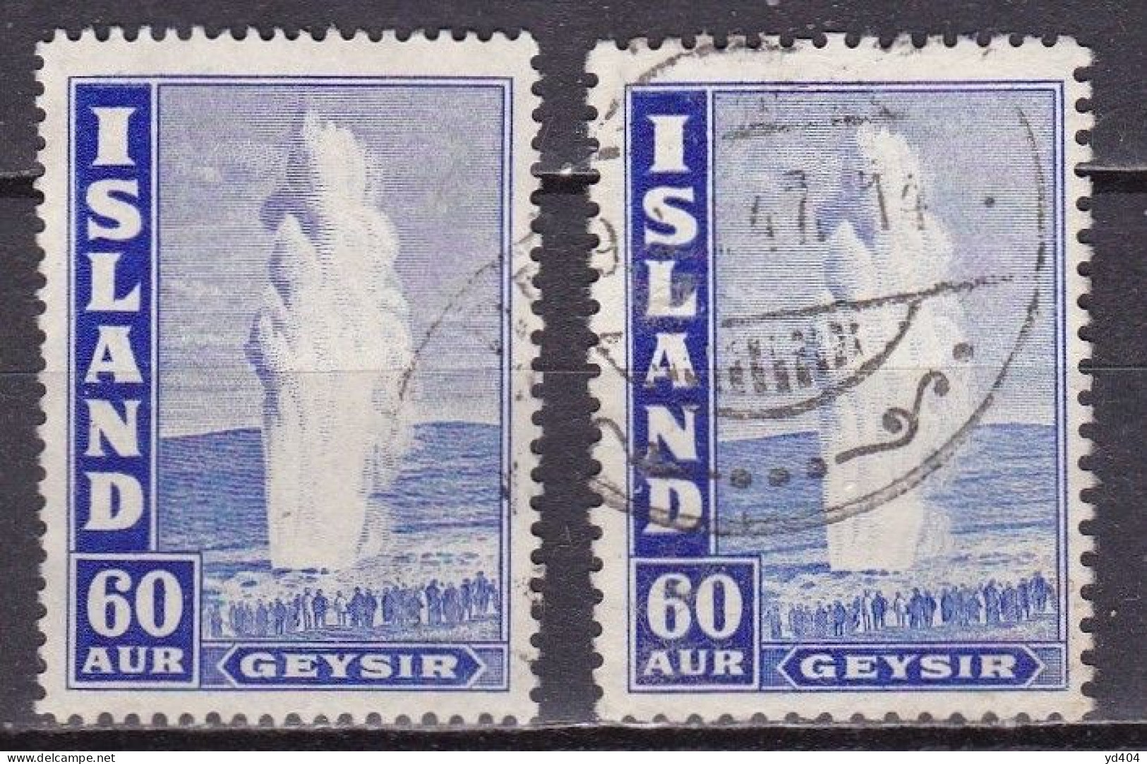 IS036C – ISLANDE – ICELAND – 1943-47 – THE GREAT GEYSER – SC # 208A/Ac USED 12 € - Used Stamps