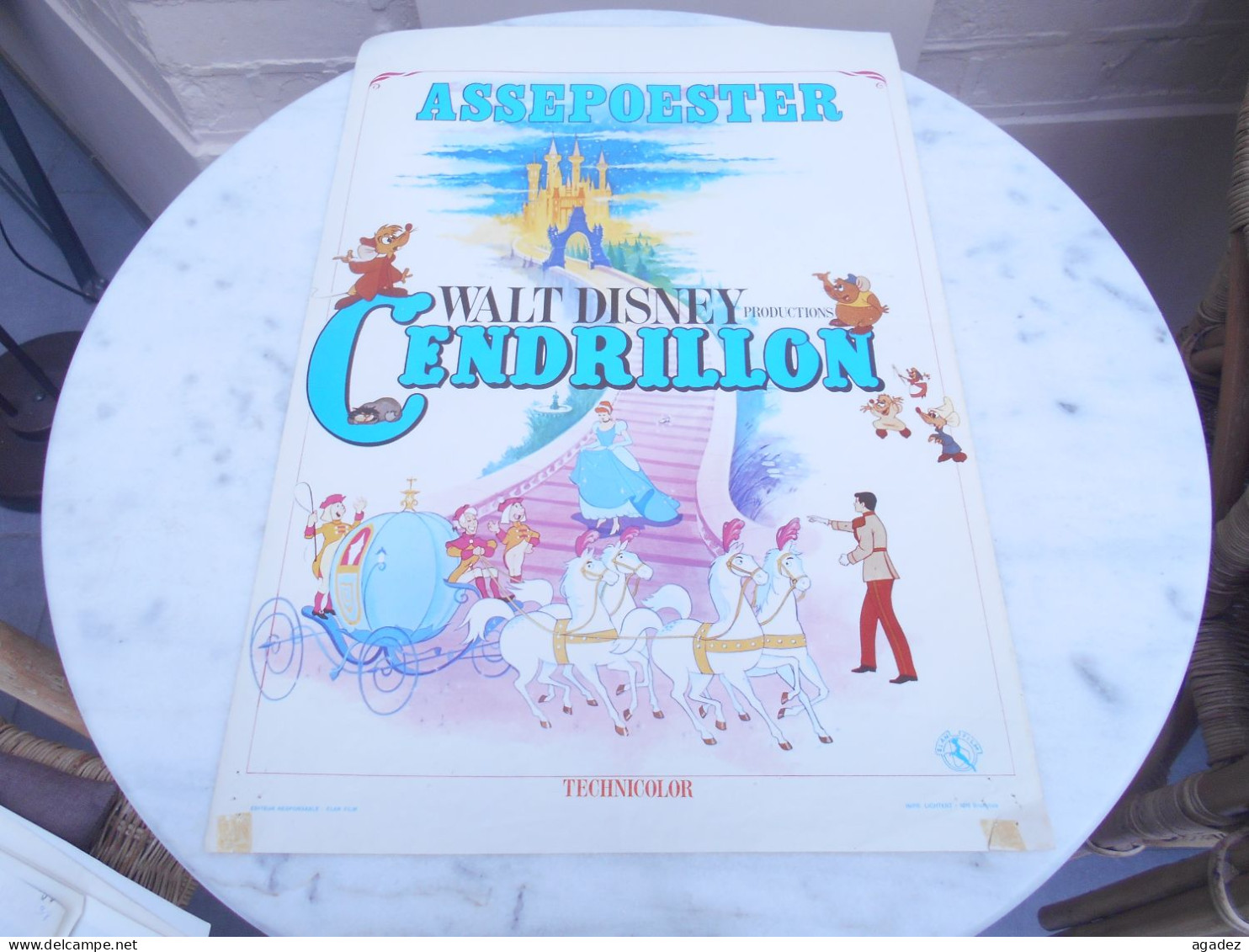 Ancienne Affiche Cinema Film " Cendrillon  " Walt Disney - Affiches