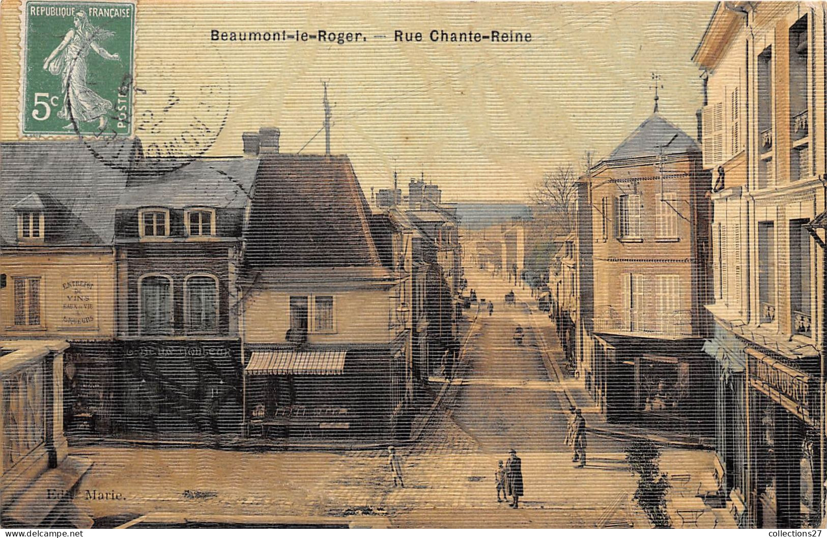 27-BEAUMONT-LE-ROGER- RUE CHANTE-REINE ( Carte Toilée ) - Beaumont-le-Roger