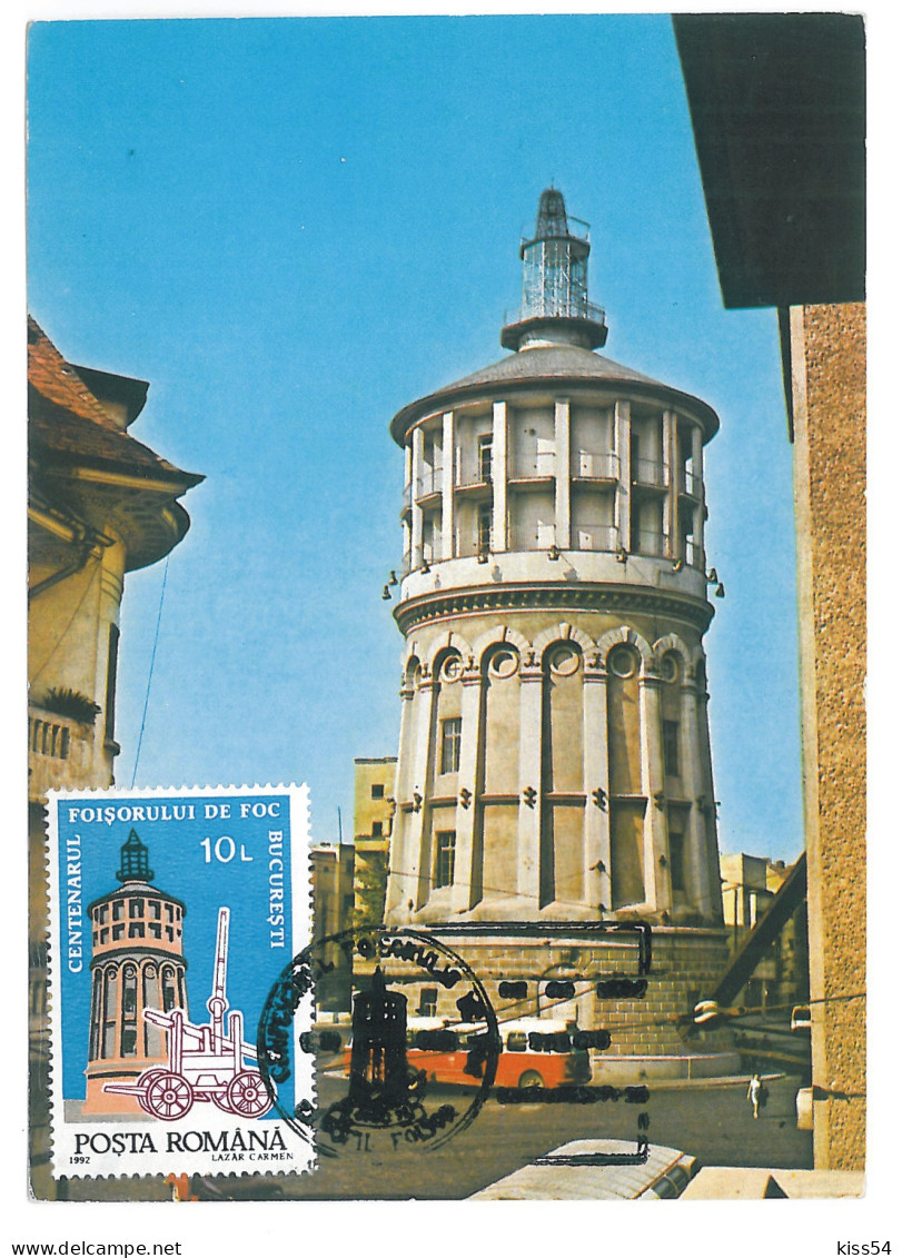 MAX 21 - 1 FIREMEN Tower, Romania - Maximum Card - 1992 - Firemen