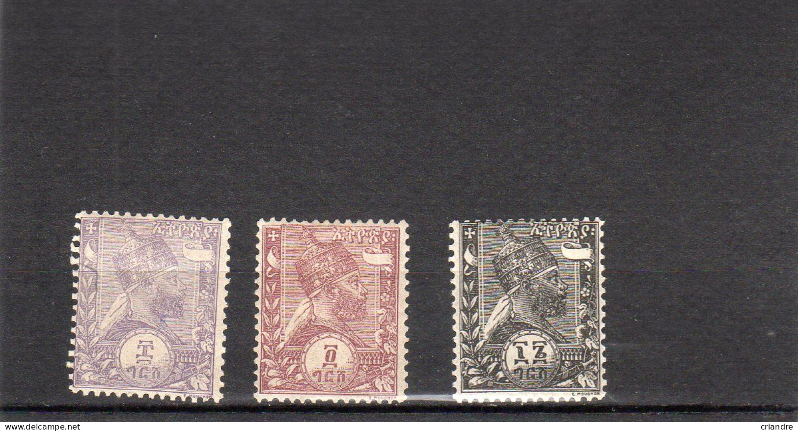 Ethiopie: Année 1896 Lot De 3 Valeurs Y&T Taxe  N° 5a*,6a*,7a** - Etiopia