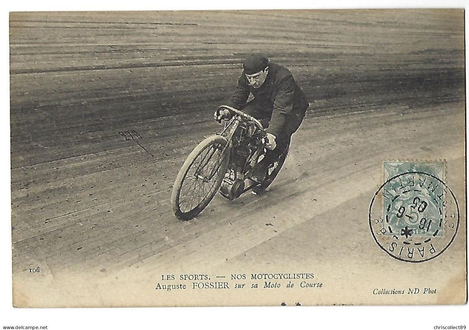 Carte Postale  Les Sports - Nos Motocyclistes Auguste Fossier Sur Sa Moto De Course - Motociclismo