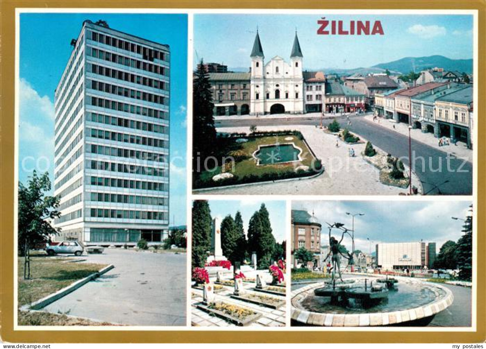 73268672 Zilina Platz Dukla Rathaus Hochhaus Brunnen Friedhof Zilina - Slovaquie