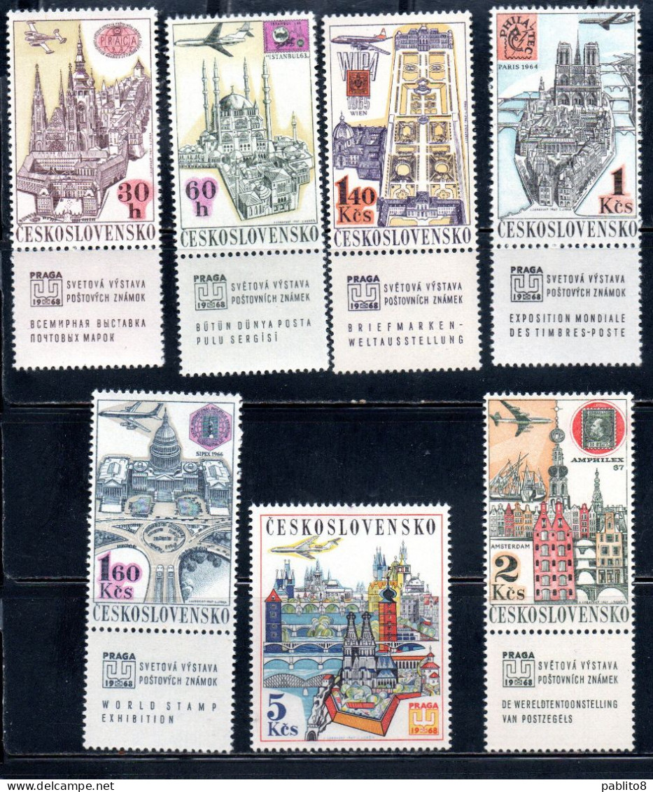 CZECHOSLOVAKIA CECOSLOVACCHIA 1968 AIR POST MAIL AIRMAIL PRAGA 68 WORLD STAMP EXHIBITION COMPLETE SET SERIE COMPLETA MNH - Airmail