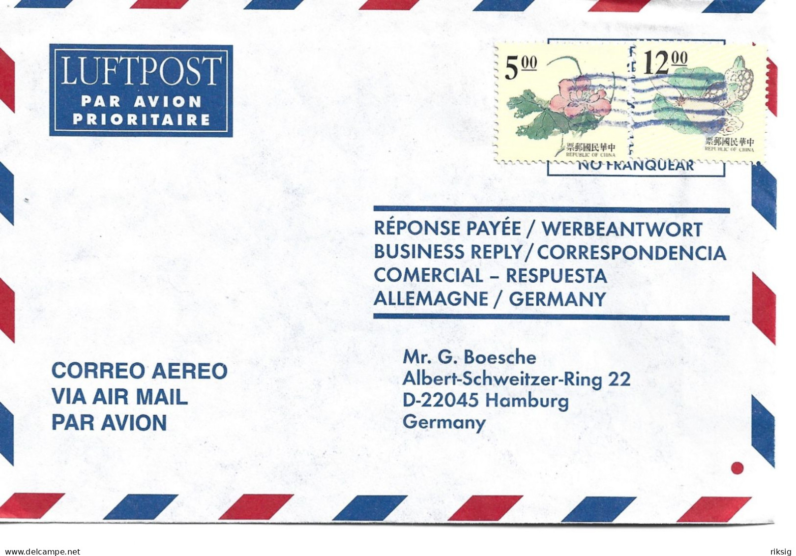 China - Airmail. Letter Sent To Germany.  . H-1354 - Corréo Aéreo