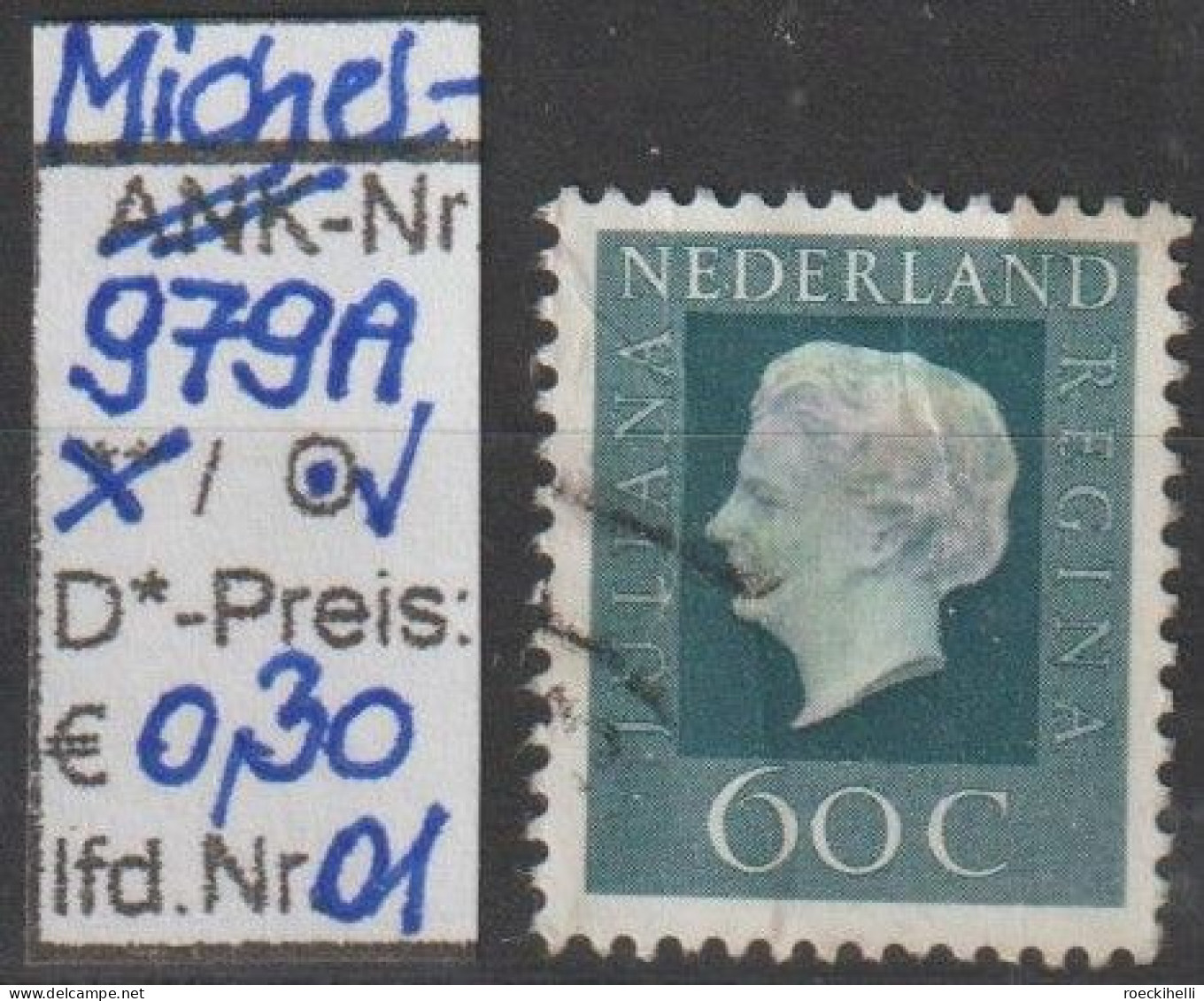 1972 - NIEDERLANDE - FM/DM "Königin Juliana" 60 C Dkl'graublau - O Gestempelt - S. Scan (979Ao 01-09 Nl) - Gebruikt