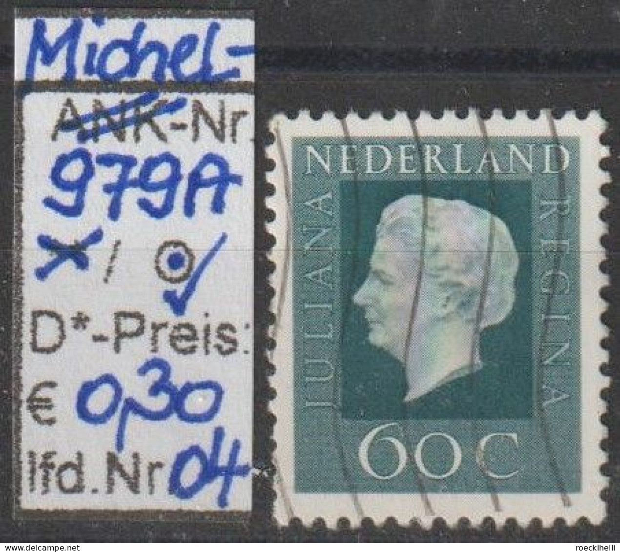 1972 - NIEDERLANDE - FM/DM "Königin Juliana" 60 C Dkl'graublau - O Gestempelt - S. Scan (979Ao 01-09 Nl) - Used Stamps