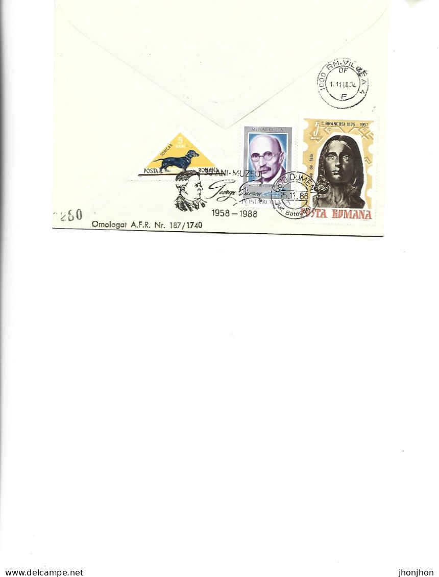 Romania - Occasional Env 1988 -  30 Years George Enescu Museum, Dorohoi, 1958-1988 - Postmark Collection