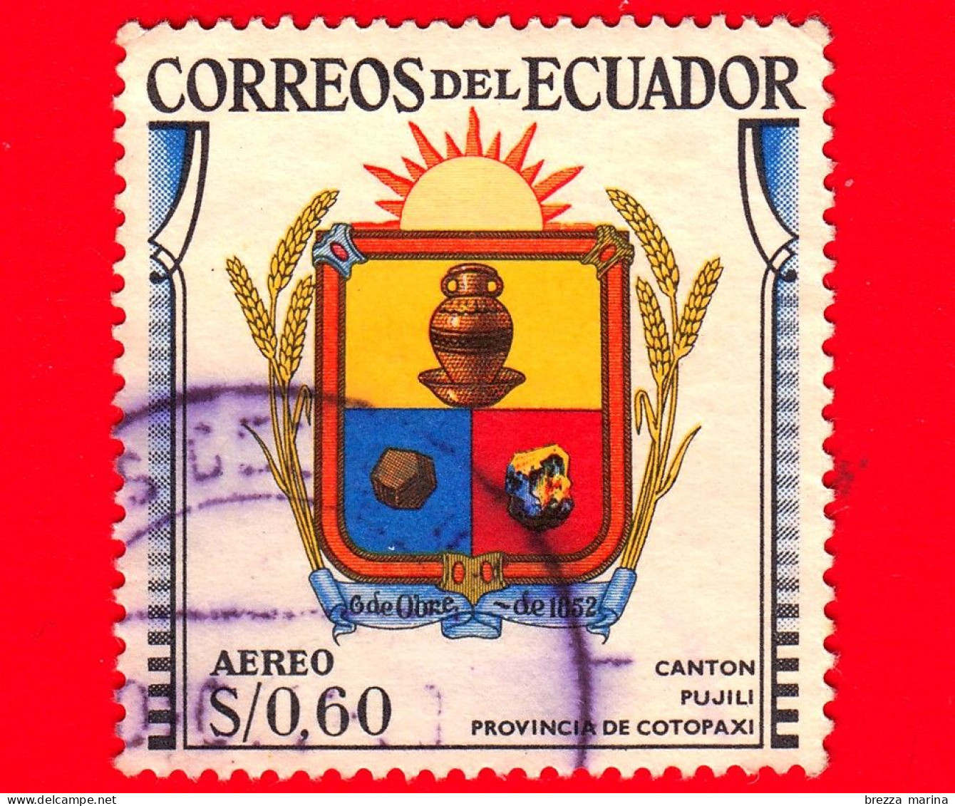 ECUADOR - Usato - 1960 - Stemmi Araldici Della Provincia Di Cotopaxi - Cantone Di Pujilí - 0.60 - Equateur