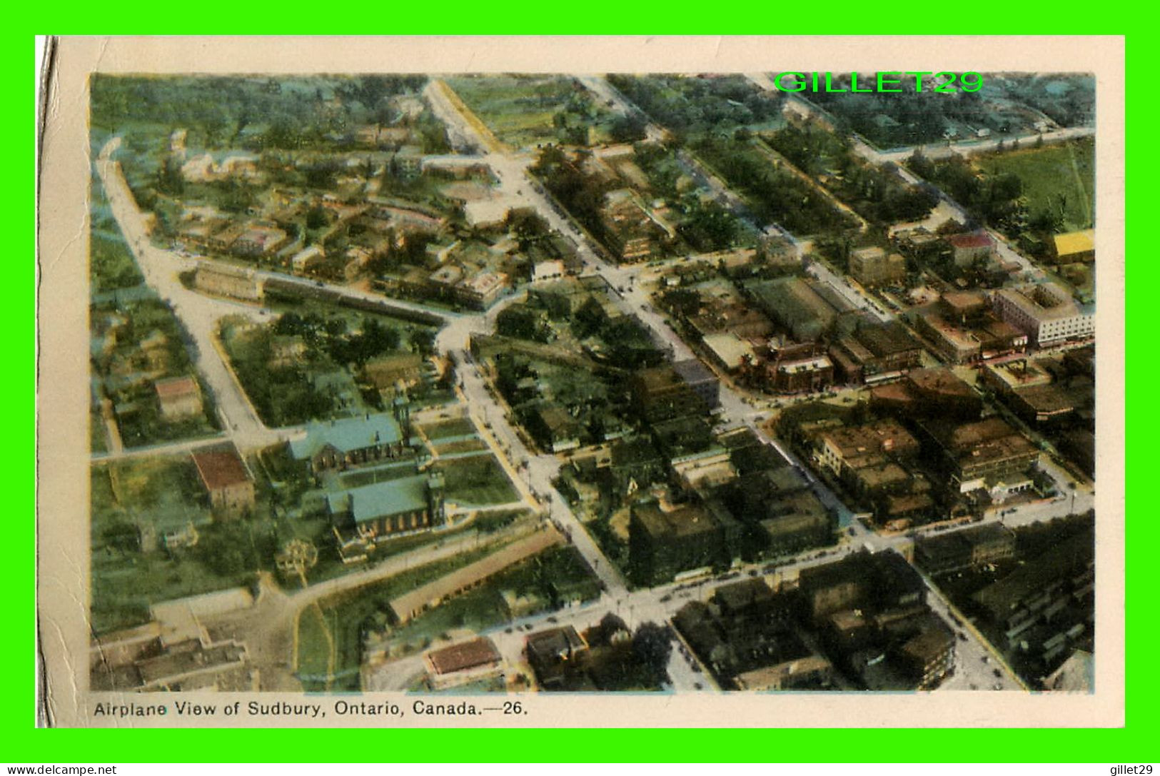 SUDBURY, ONTARIO - AIRPLANE VIEW OF THE CITY - TRAVEL IN 1951 - PECO - - Autres & Non Classés