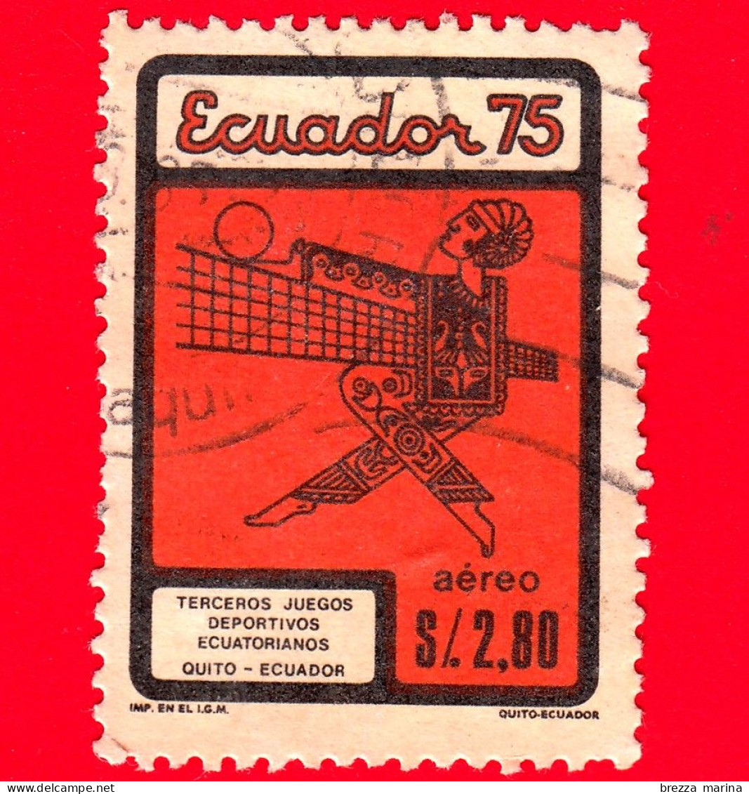 ECUADOR - Usato - 1975 - Sport - 3° Competizione Sportiva Nazionale - Pallavolo - Volleyball - 2.80 - P. Aerea - Equateur