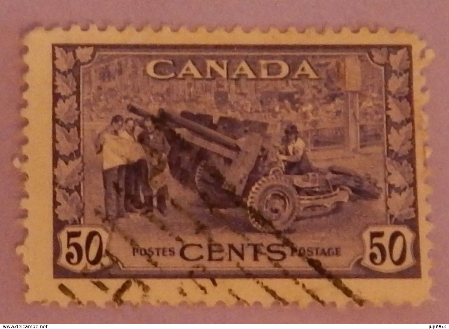 CANADA YT 217 OBLITERE "PIECE D ARTILLERIE" ANNÉES 1943/1946 - Used Stamps