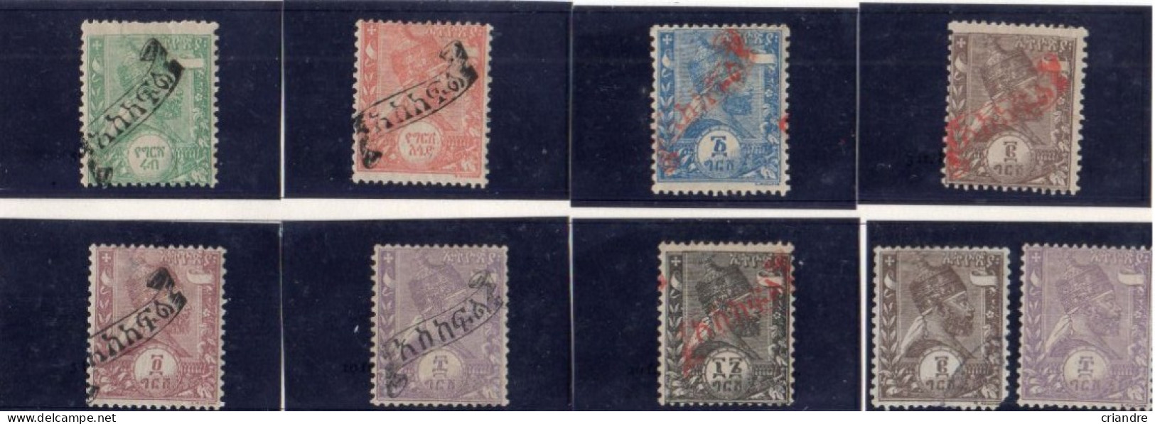 Ethiopie: Année 1896 Lot De 7 Valeurs Y&T TaxeN° 1*,2*,3*,4*,5*,6*,7*avec Très Léger Aminci & N° ,6a*,7aoblitéré - Etiopia