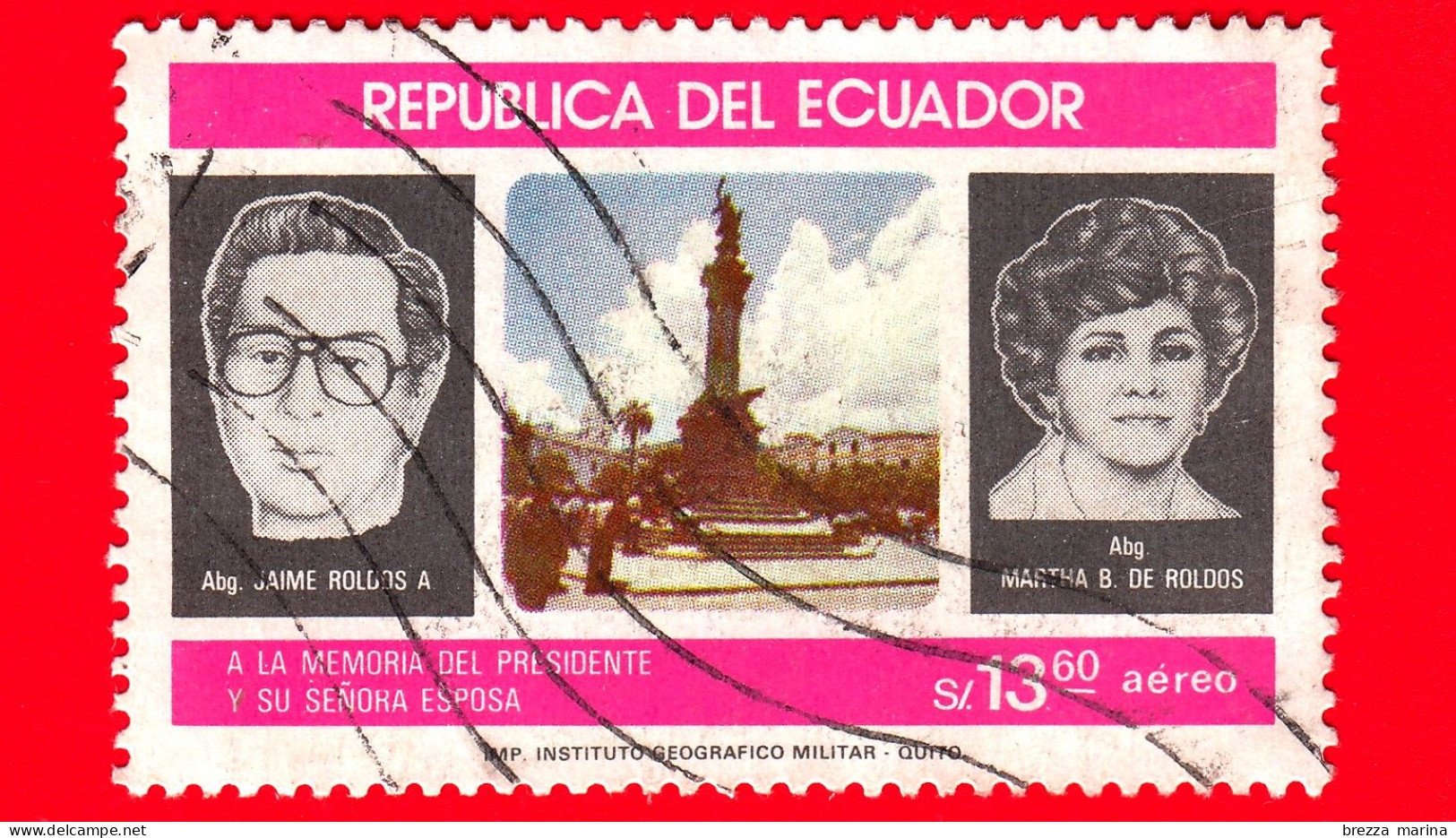 ECUADOR - Usato - 1983 - 2° Anniversario Morte Di Jaime Roldós Aguilera (1940-1981), Presidente; Marta Bucaram De Roldo - Equateur