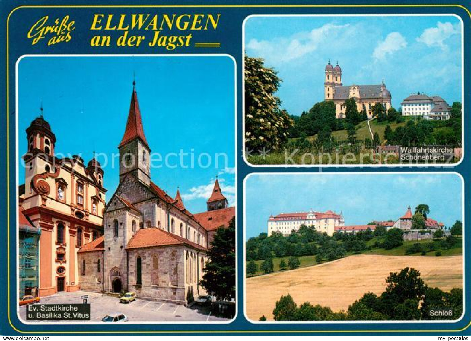 73267562 Ellwangen Jagst Wallfahrtskirche Schoenenberg Ev Stadtkirche Und Basili - Ellwangen