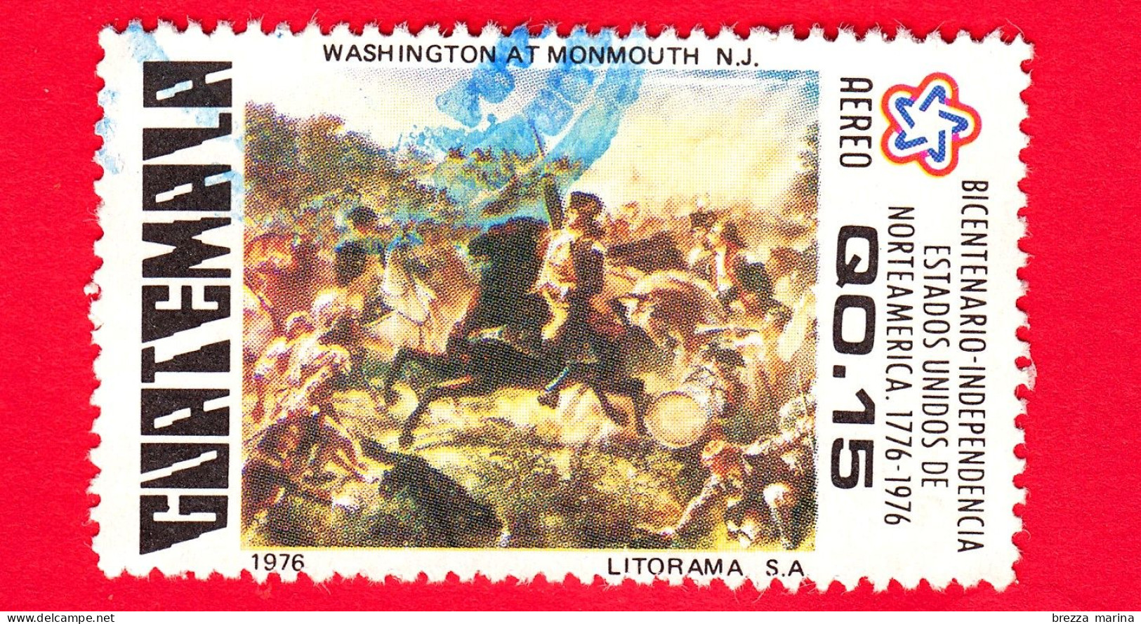 GUATEMALA - Usato - 1976 - Bicentenario Dell'indipendenza USA - Washington At Monmouth - 0.15 - Guatemala