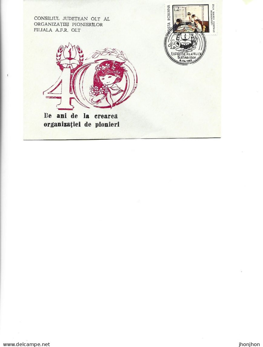 Romania -Occasional Env,1989-40 Years Since The Creation Of The Organization Of Pioneers, Slatina Exhibition - Scouting - Marcophilie