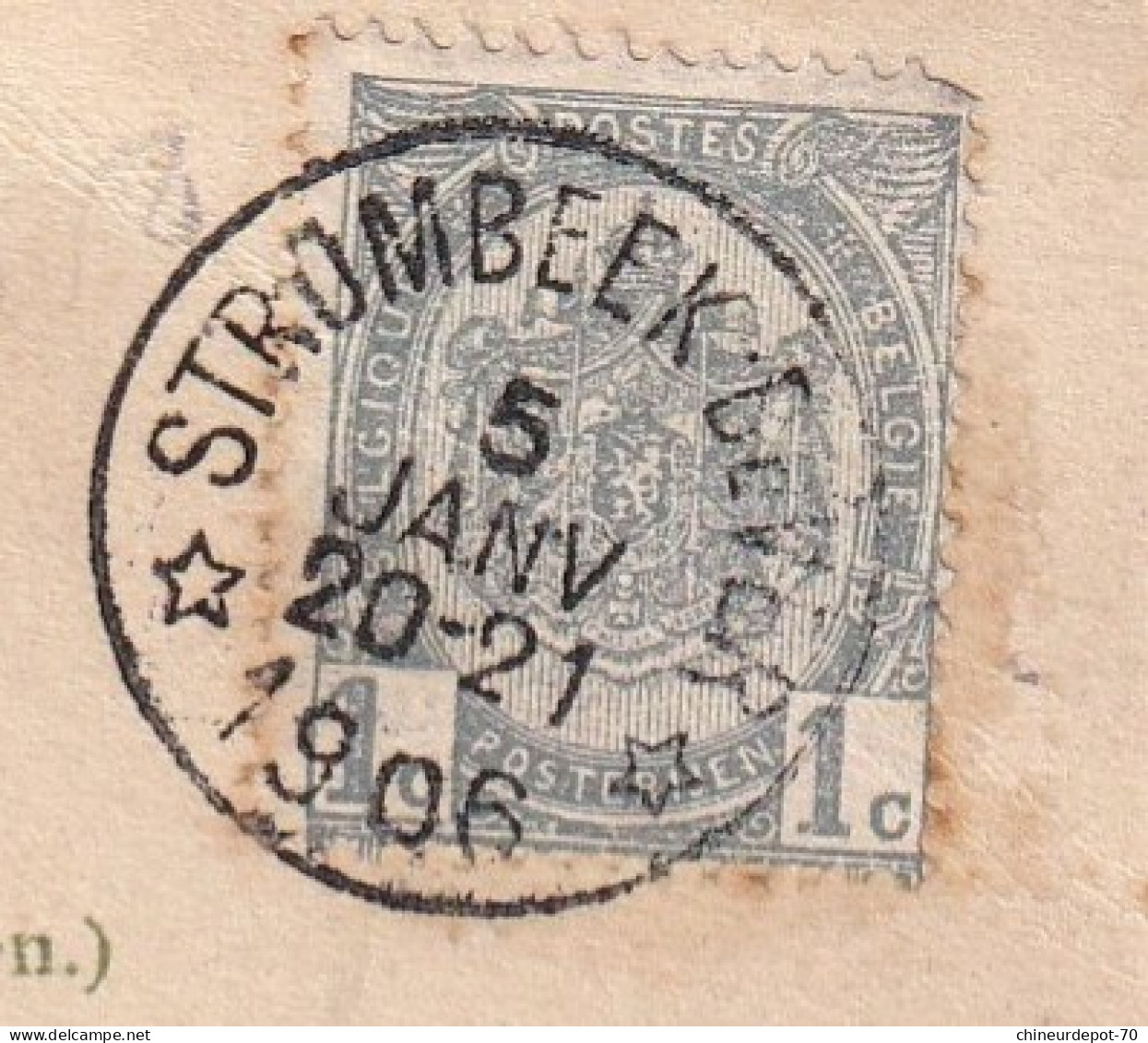 Marcophilie ARMOIRIE BELGE  Cachets à étoiles STROMBEEK BEVER 5 JANV 20-21 EN 1906 - Postmarks With Stars