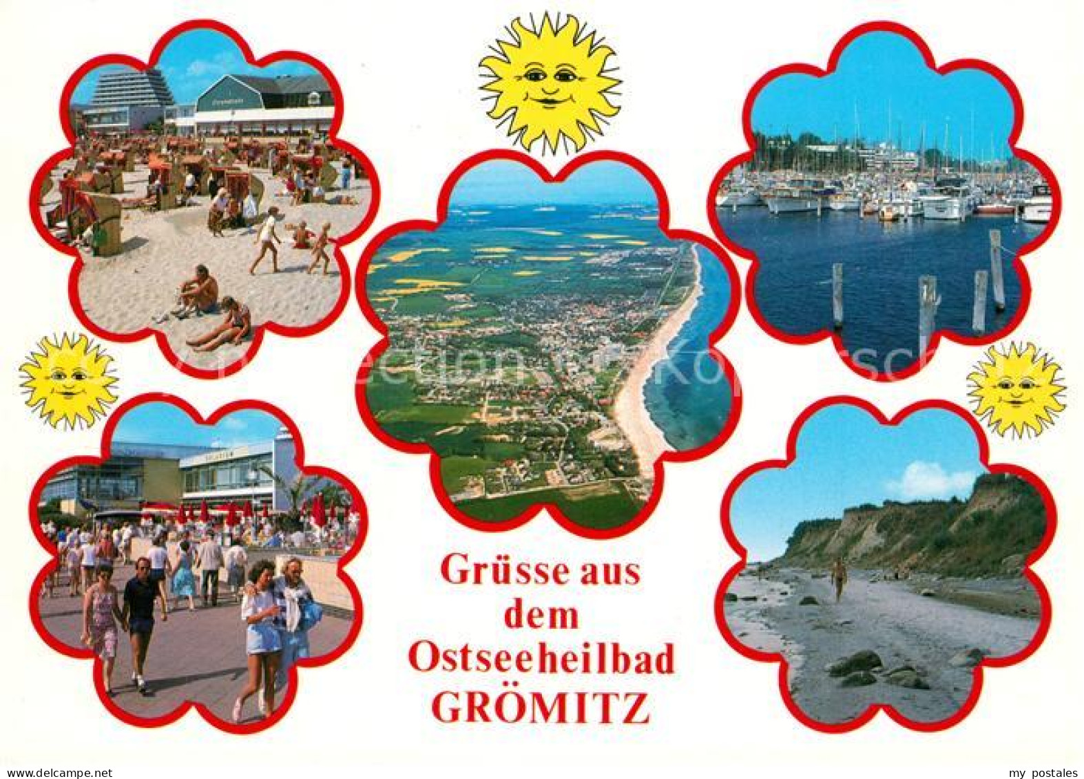 73266046 Groemitz Ostseebad Strandleben Promenade Hafen Sonne Fliegeraufnahme Gr - Groemitz