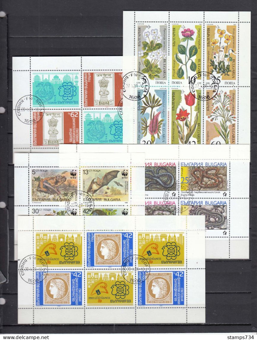 Bulgaria 1989 - Annee Complete, Used(o), Yvert-3228/3291+ P.A.-154 +5 P.Feuillets + 6 BF 158/163(3 Scan) - Années Complètes