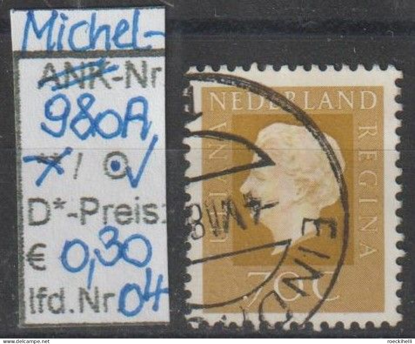 1972 - NIEDERLANDE - FM/DM "Königin Juliana" 70 C Olivgelb - O Gestempelt - S. Scan (980Ao 01-04 Nl) - Used Stamps