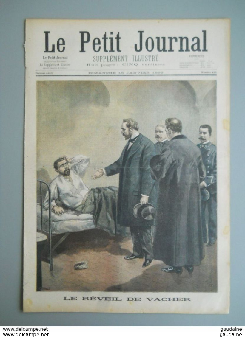 LE PETIT JOURNAL N°426 - 15 JANVIER 1899 - LE REVEIL DE VACHER - CATASTROPHE D'AIROLO SUISSE - Le Petit Journal