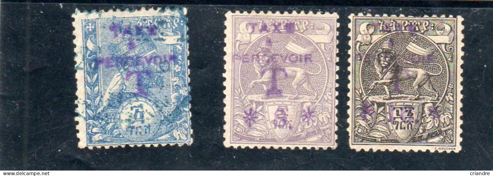 Ethiopie: Année 1905, Lot De 3 Valeurs Y&T Taxe N° 17,27,28 ( Sans Gomme) - Ethiopie
