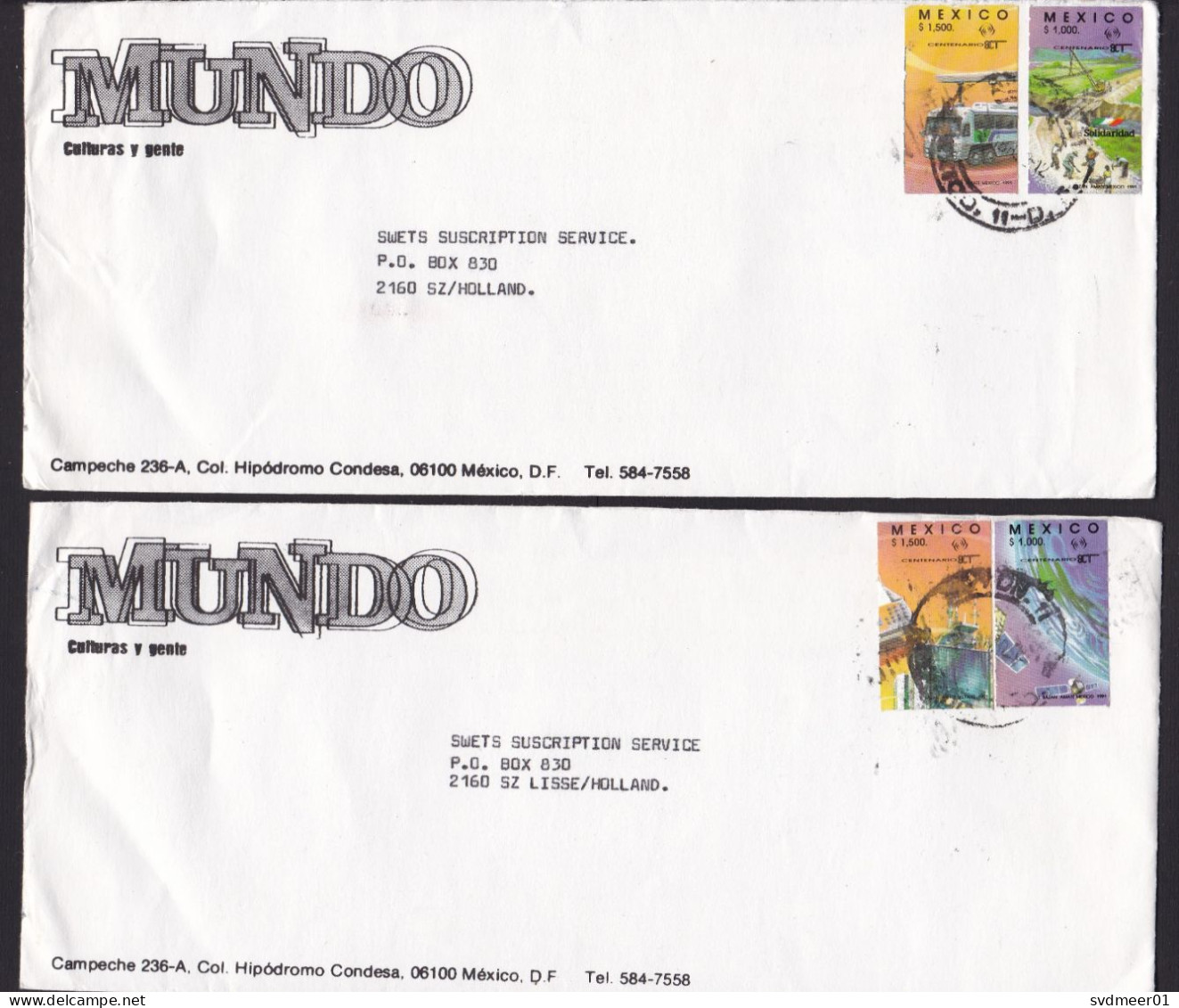Mexico: 3x Cover To Netherlands, 1990s, 2 Stamps Each, Transport, Bus, Bridge, Satellite (minor Damage) - Mexique