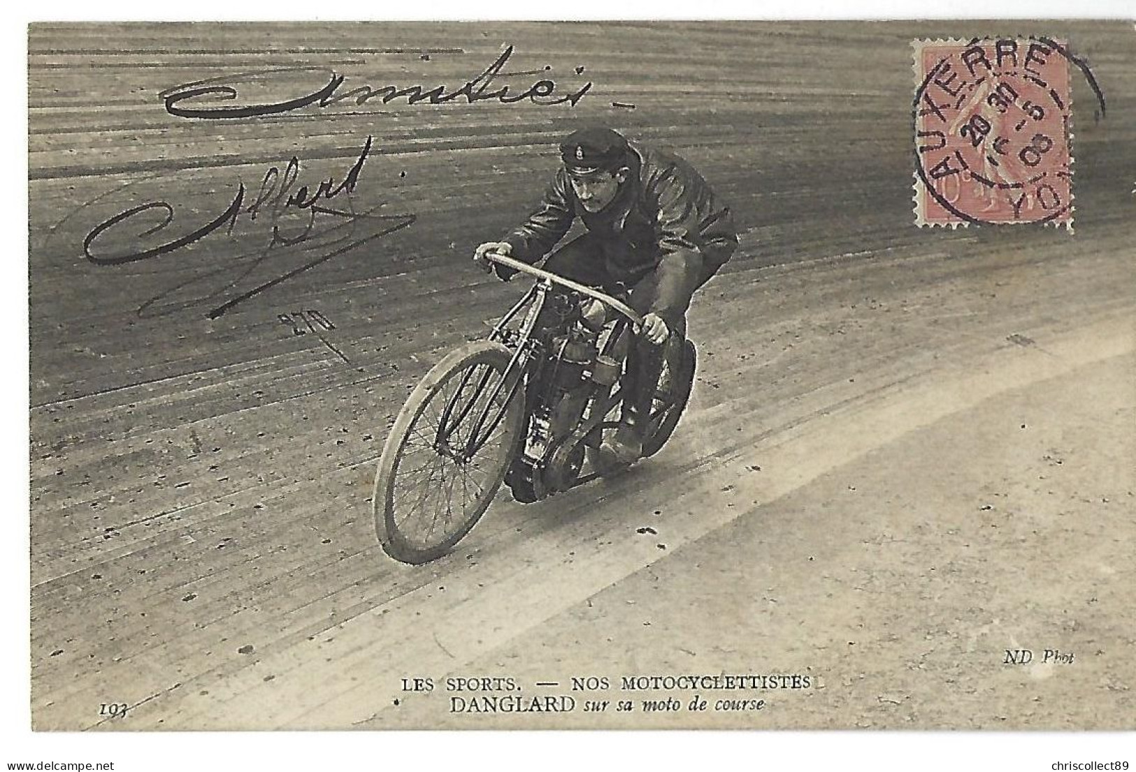 Carte Postale  Les Sports - Nos  Motocyclettes Danglard Sur Sa Moto De Course - Moto Sport