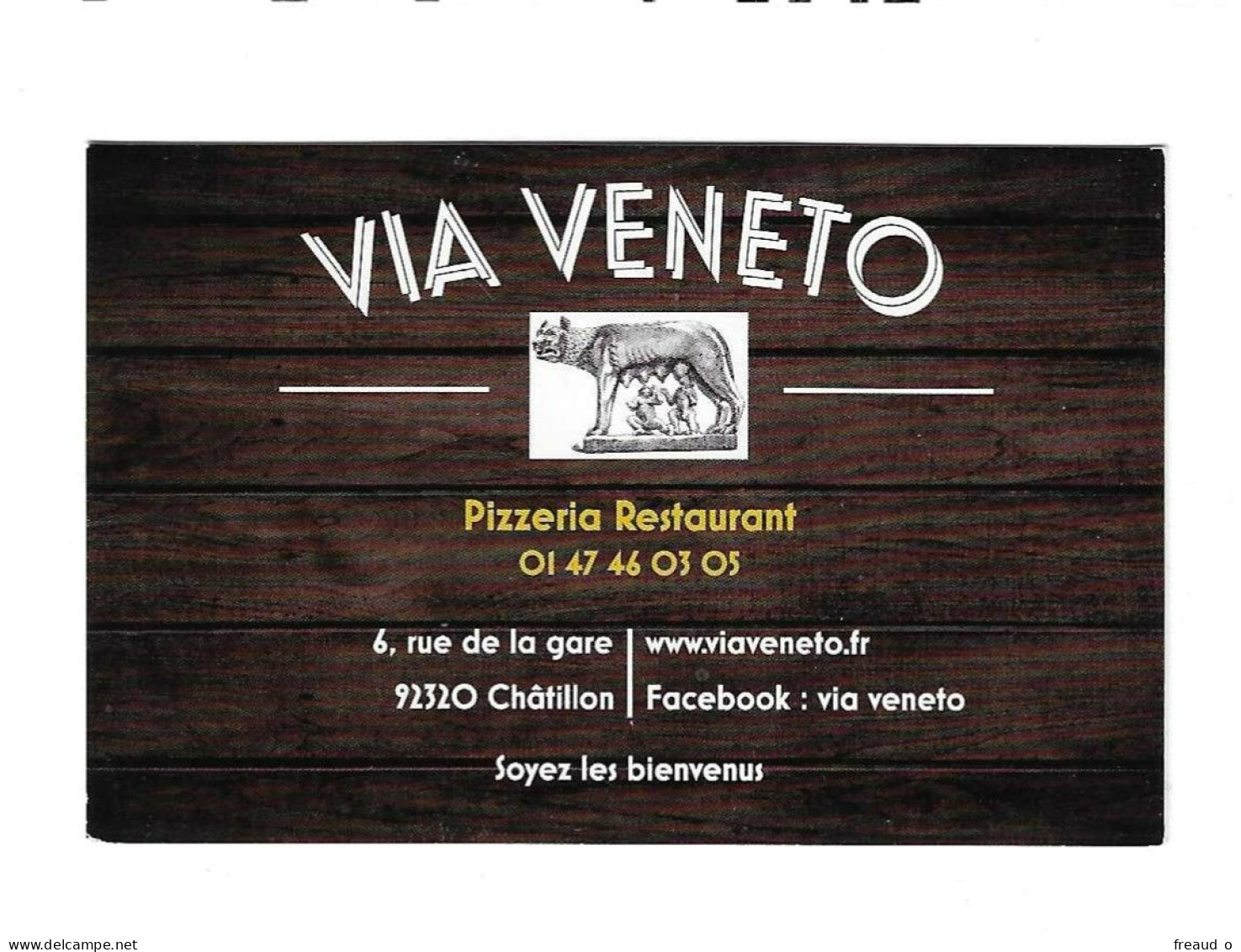 Carte De Visite RISTORANTE . PIZZERIA - VIA VENETO - 92320 Châtillon - - Other & Unclassified
