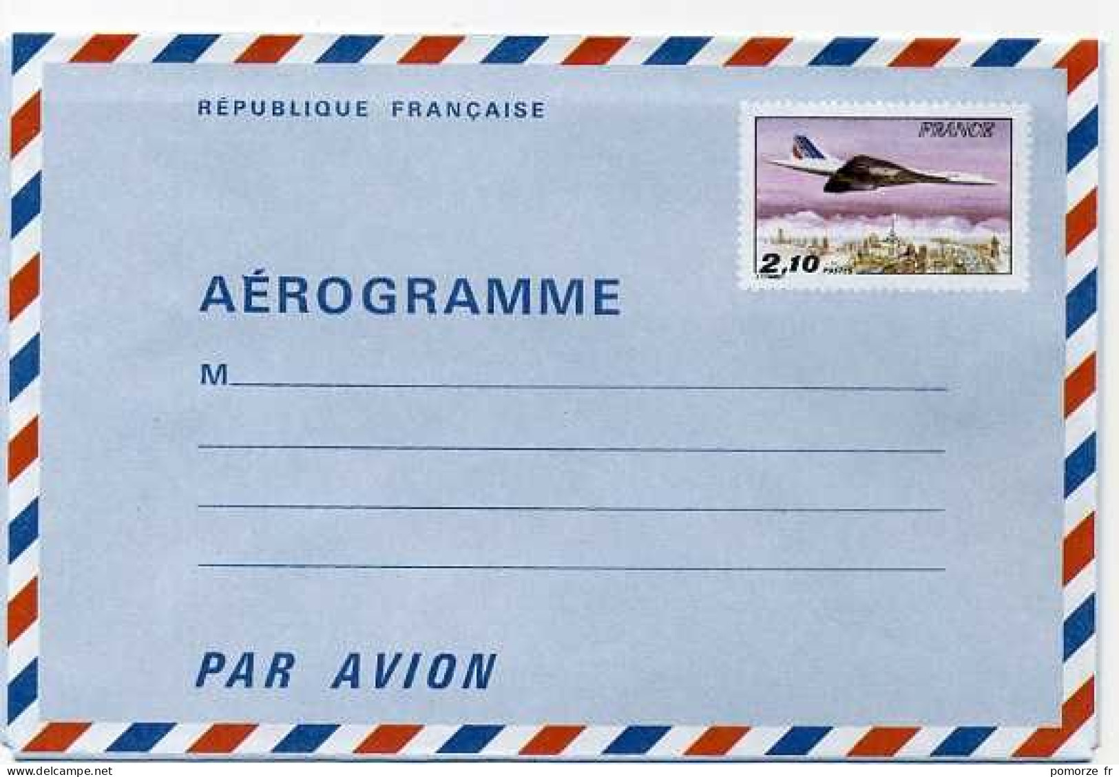 France Aérogramme Concorde Survolant Paris Y 1006-AER 2f10 - Aerogrammi